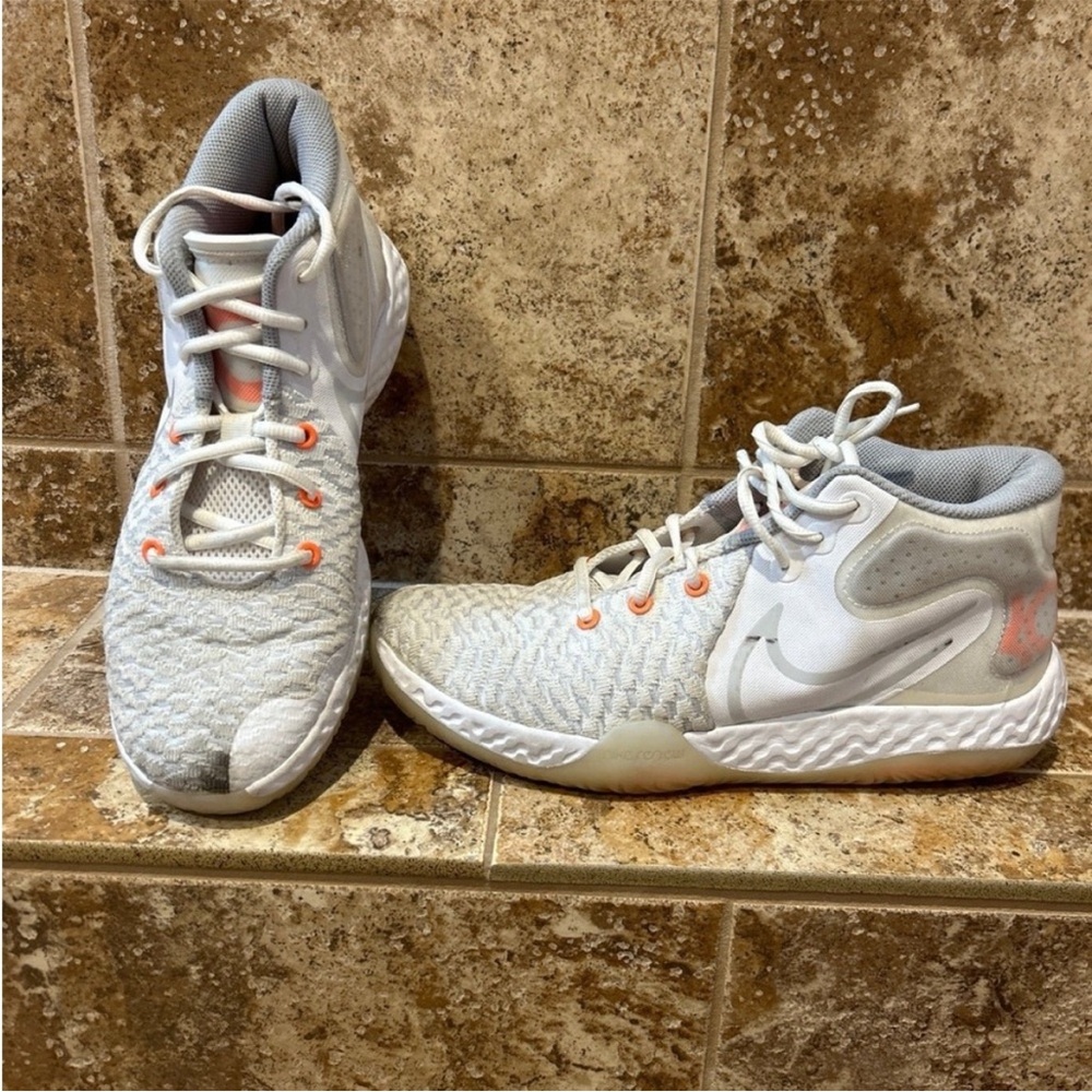 Nike KD High tops White and Gray Athletic Shoes with Mesh Upper